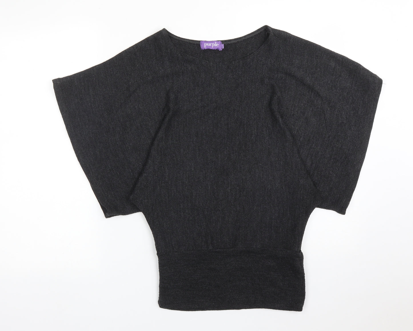 Purple Womens Grey   Basic T-Shirt Size M Round Neck
