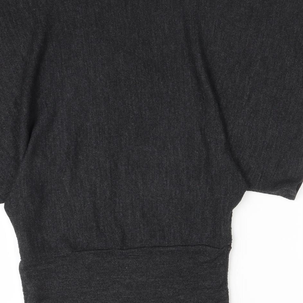 Purple Womens Grey   Basic T-Shirt Size M Round Neck