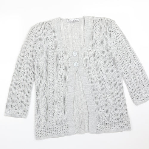 PURE & NATURAL Womens Grey Scoop Neck  Cotton Cardigan Jumper Size M