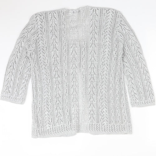 PURE & NATURAL Womens Grey Scoop Neck  Cotton Cardigan Jumper Size M
