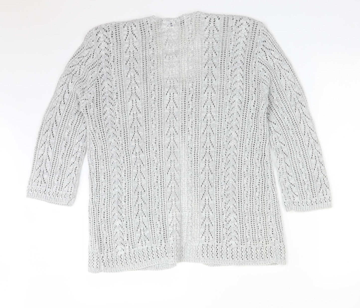 PURE & NATURAL Womens Grey Scoop Neck  Cotton Cardigan Jumper Size M