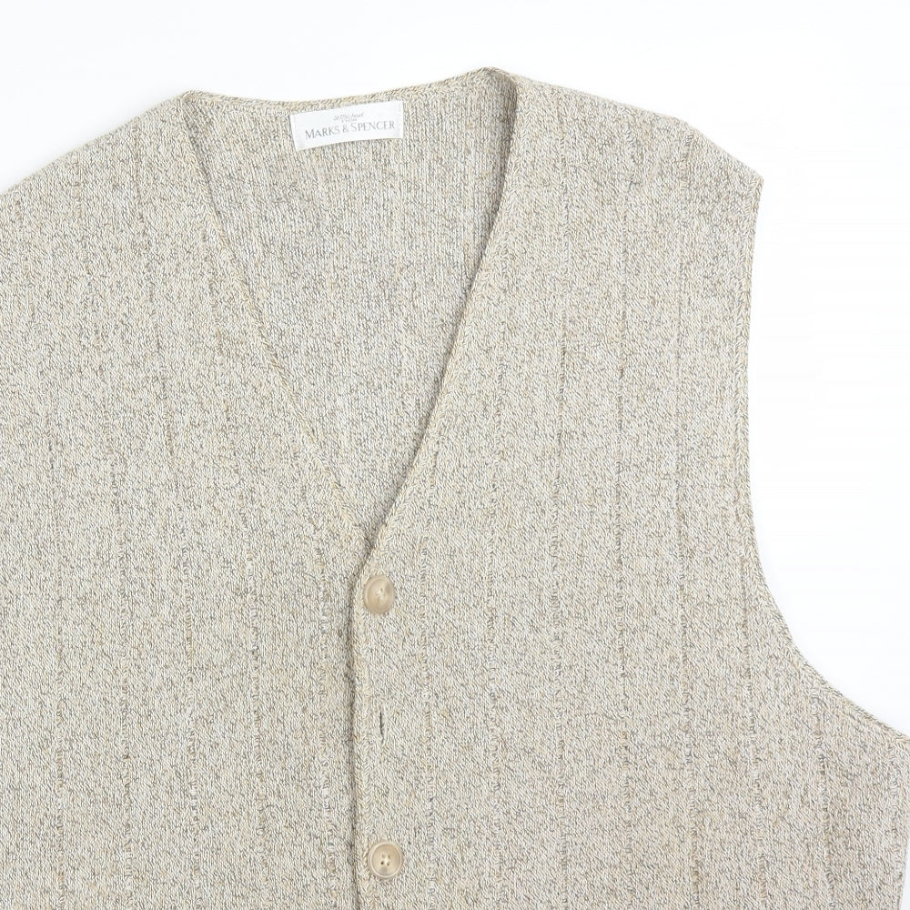 M&S Mens Beige   Jacket Waistcoat Size XL