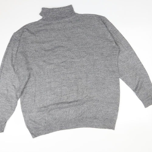 STRAIGHT EDGE Mens Grey  Acrylic  T-Shirt Size M Roll Neck
