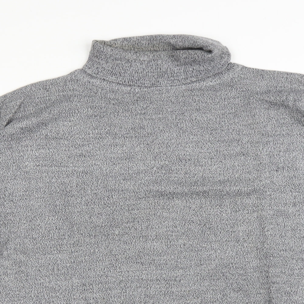 STRAIGHT EDGE Mens Grey  Acrylic  T-Shirt Size M Roll Neck