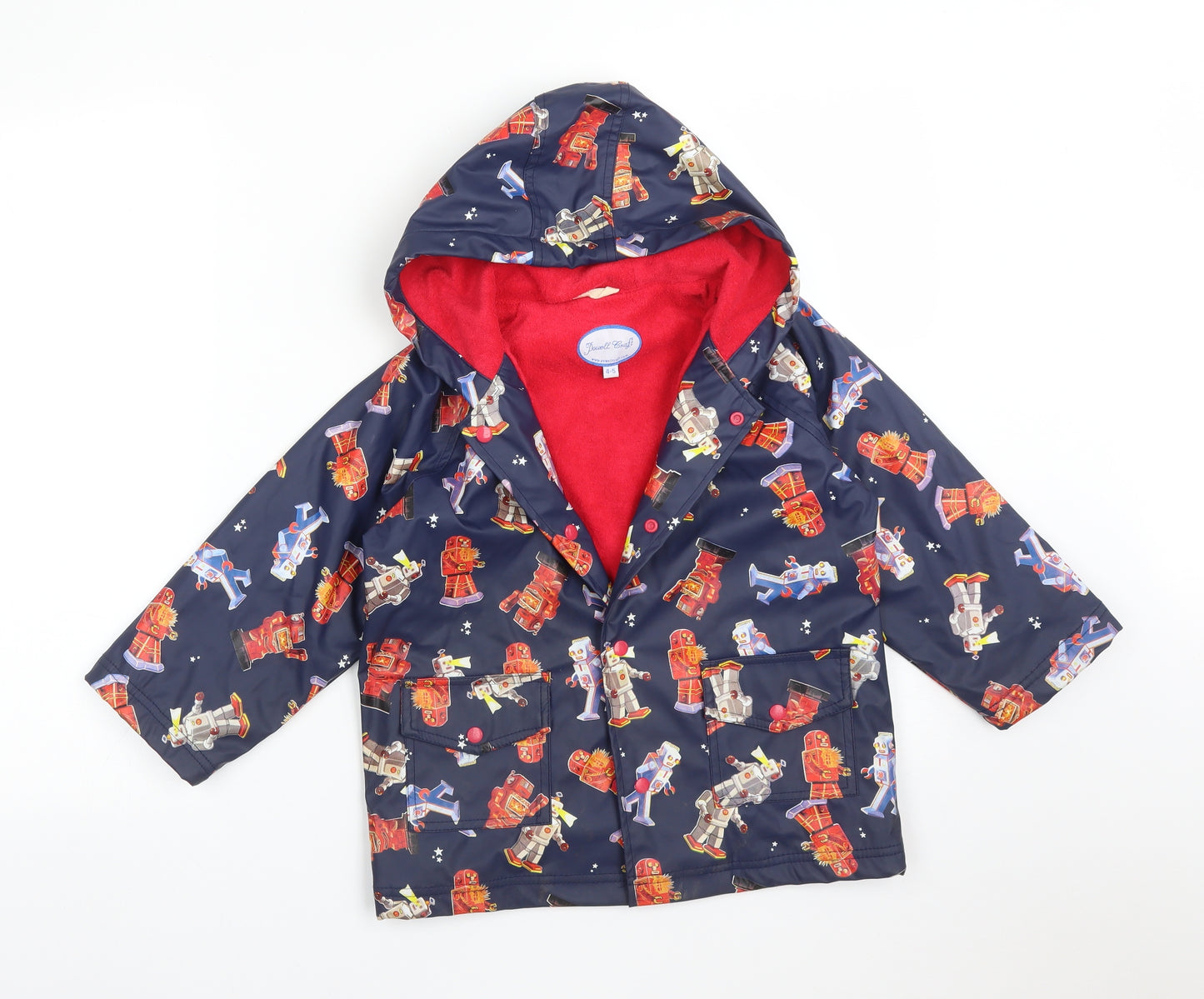 Powell Craft Boys Multicoloured   Overcoat Coat Size 4-5 Years   - ROBOTS