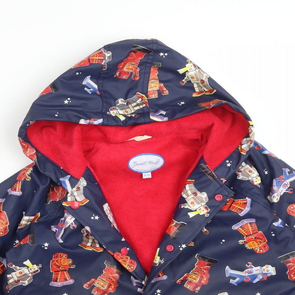 Powell Craft Boys Multicoloured   Overcoat Coat Size 4-5 Years   - ROBOTS
