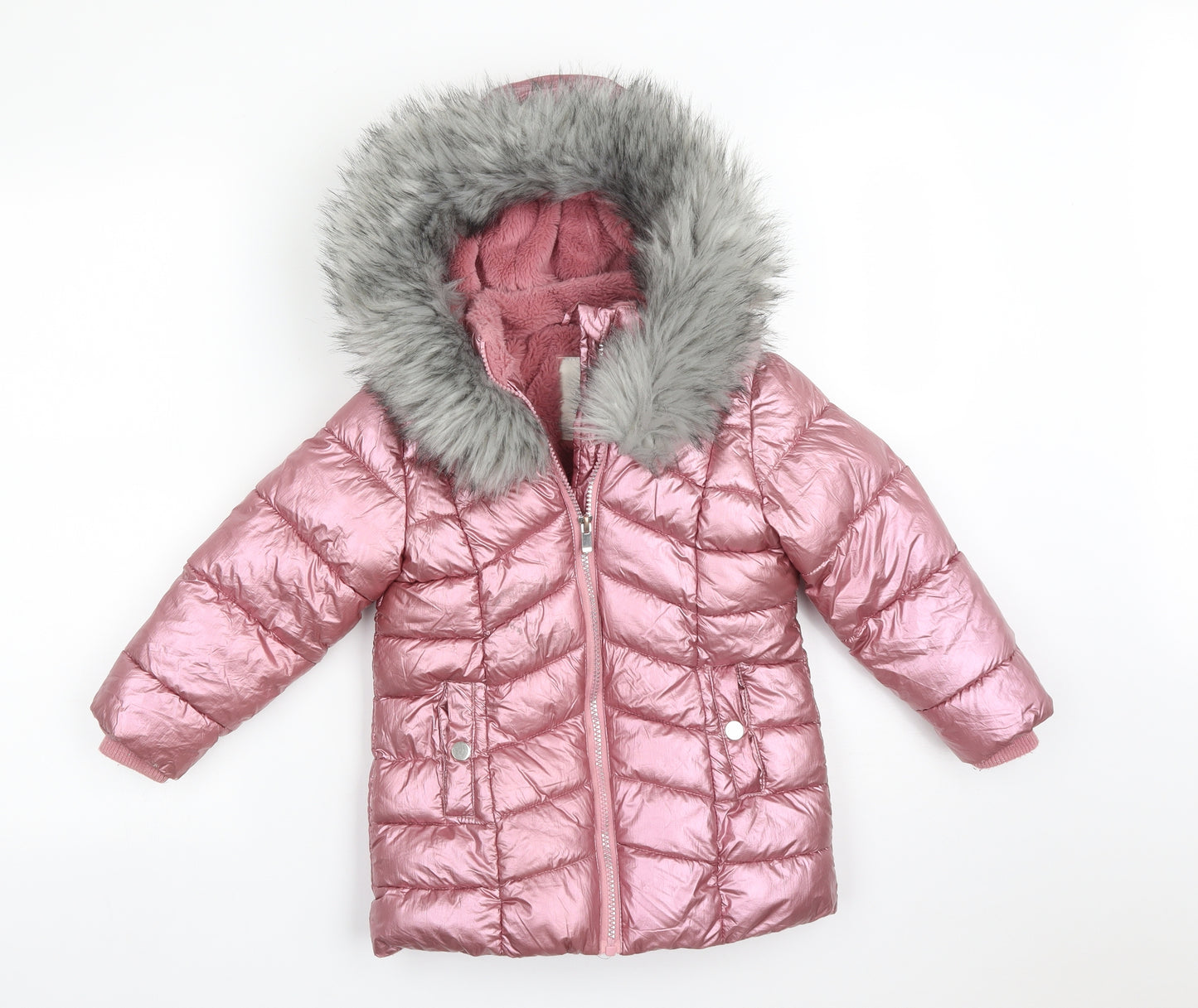 Matalan Girls Pink   Puffer Jacket Coat Size 4 Years