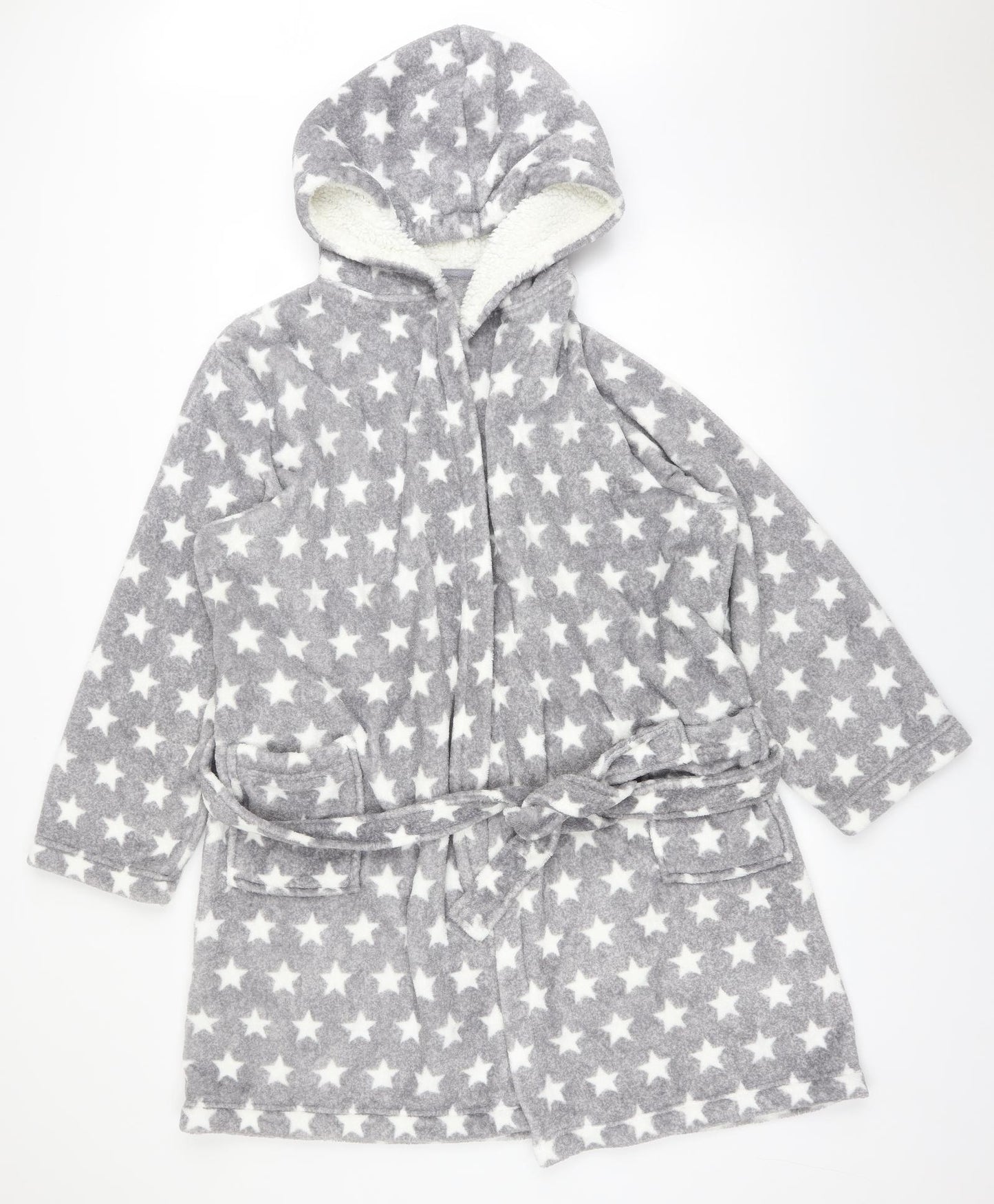 Nutmeg Womens Grey Geometric Polyester  Robe Size 18   - STARS