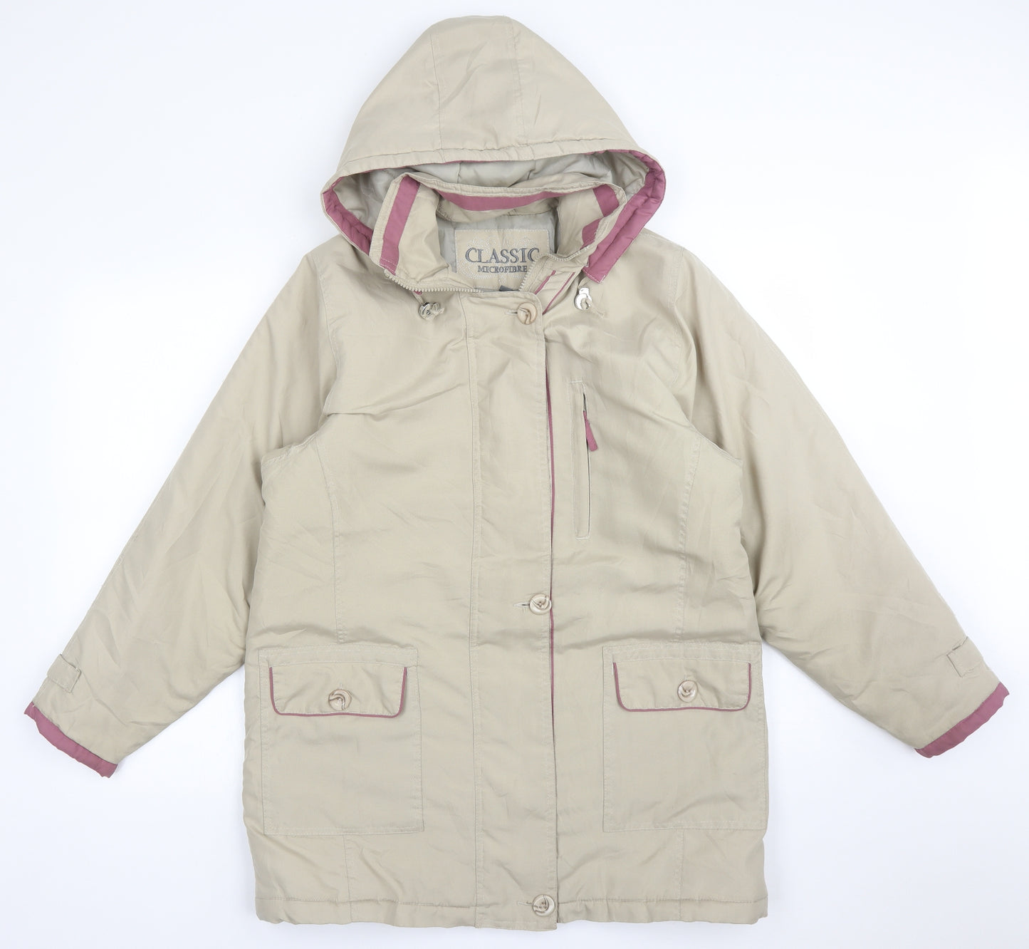 CLASSIC MICROFIBRE Womens Beige   Overcoat Coat Size S