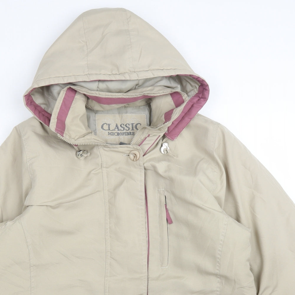 CLASSIC MICROFIBRE Womens Beige   Overcoat Coat Size S