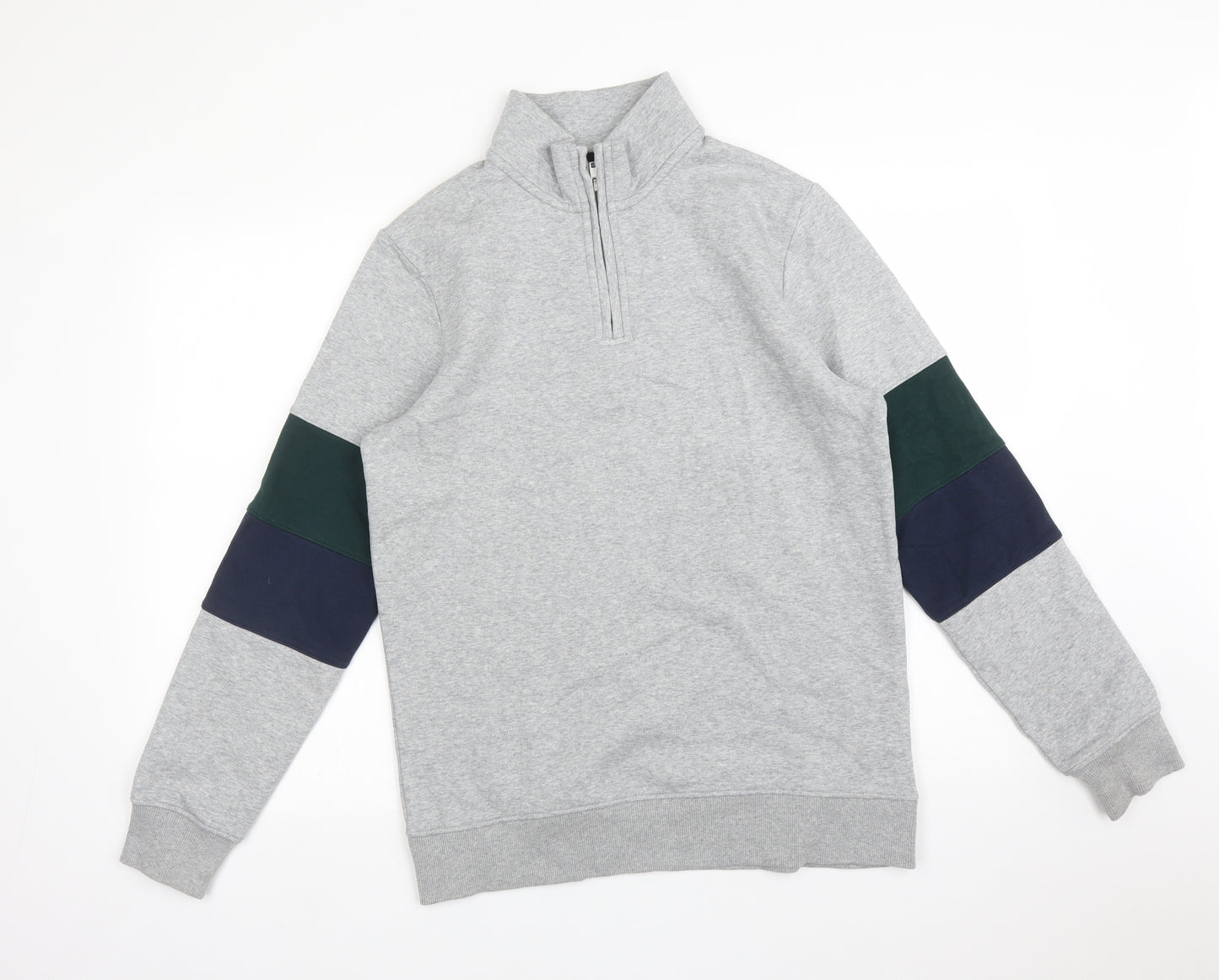 F&F Mens Multicoloured High Neck Striped Cotton Pullover Jumper Size S