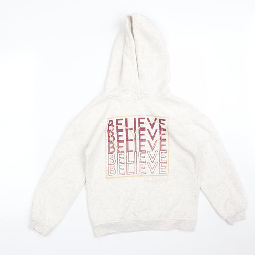 Primark Girls White  Cotton Pullover Hoodie Size 9-10 Years   - BELIEVE IN YOURSELF