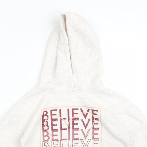 Primark Girls White  Cotton Pullover Hoodie Size 9-10 Years   - BELIEVE IN YOURSELF