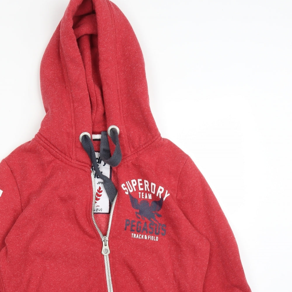 Superdry Mens Red  Cotton Full Zip Hoodie Size S