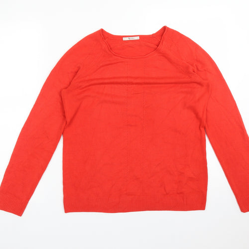 TU Womens Orange  Acrylic Basic T-Shirt Size 12 Round Neck