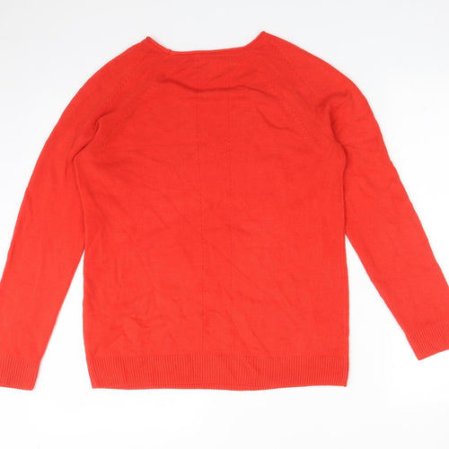 TU Womens Orange  Acrylic Basic T-Shirt Size 12 Round Neck