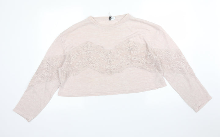 H&M Womens Pink Polyester Pullover Sweatshirt Size M