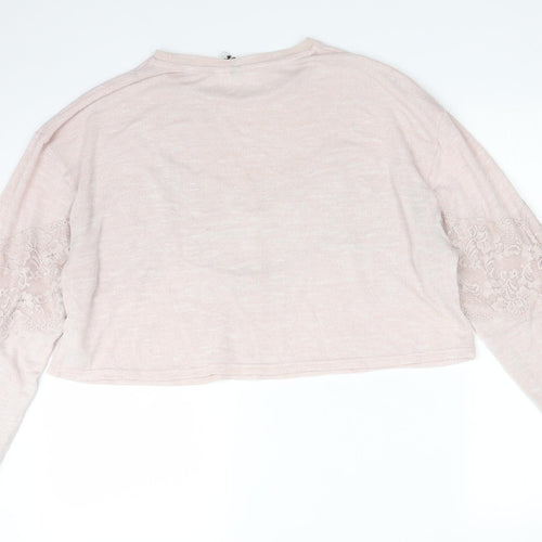 H&M Womens Pink  Polyester Pullover Sweatshirt Size M