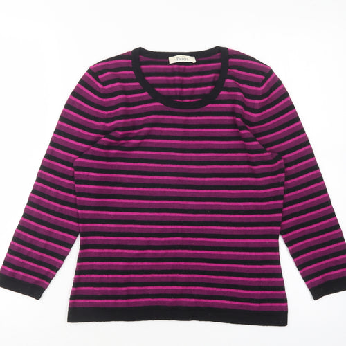 Precis Womens Multicoloured Round Neck Striped Acrylic Pullover Jumper Size S