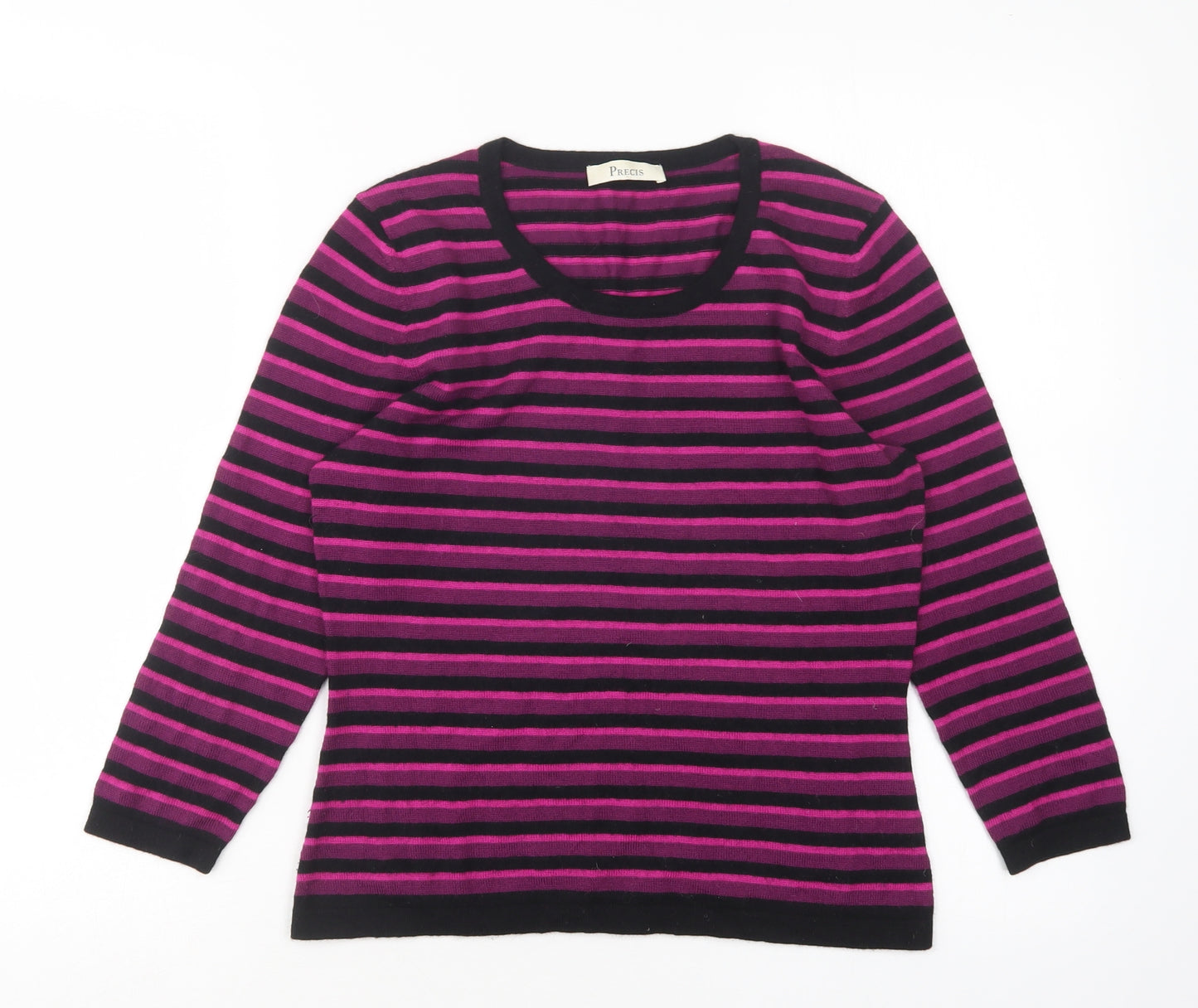 Precis Womens Multicoloured Round Neck Striped Acrylic Pullover Jumper Size S