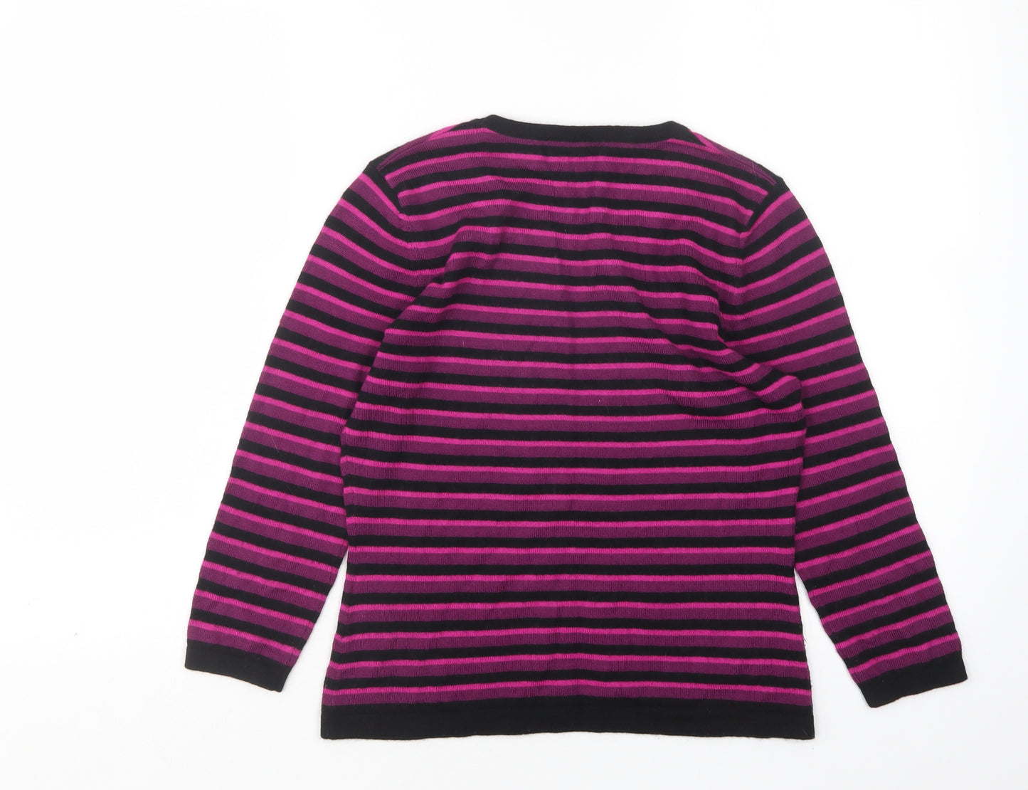 Precis Womens Multicoloured Round Neck Striped Acrylic Pullover Jumper Size S