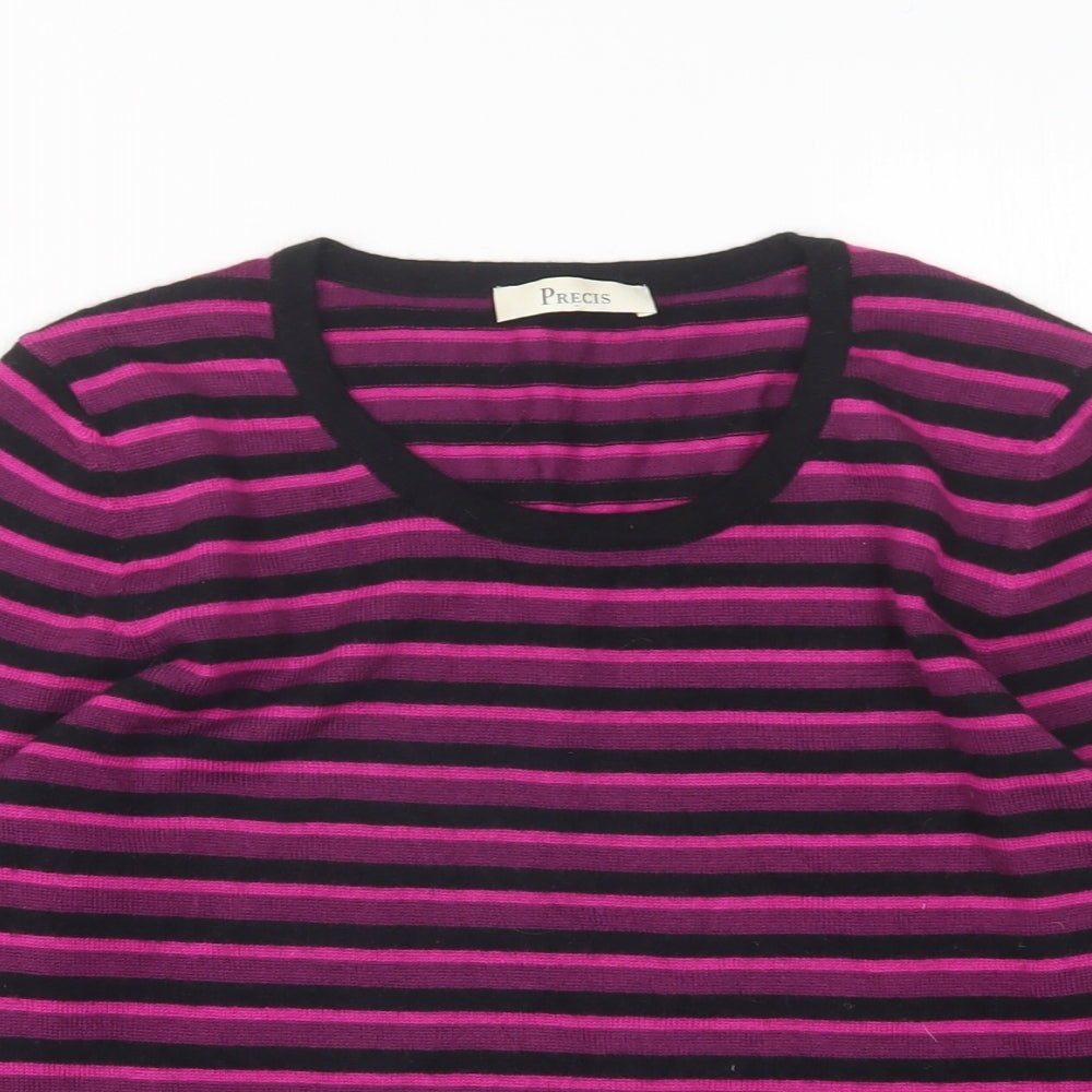 Precis Womens Multicoloured Round Neck Striped Acrylic Pullover Jumper Size S