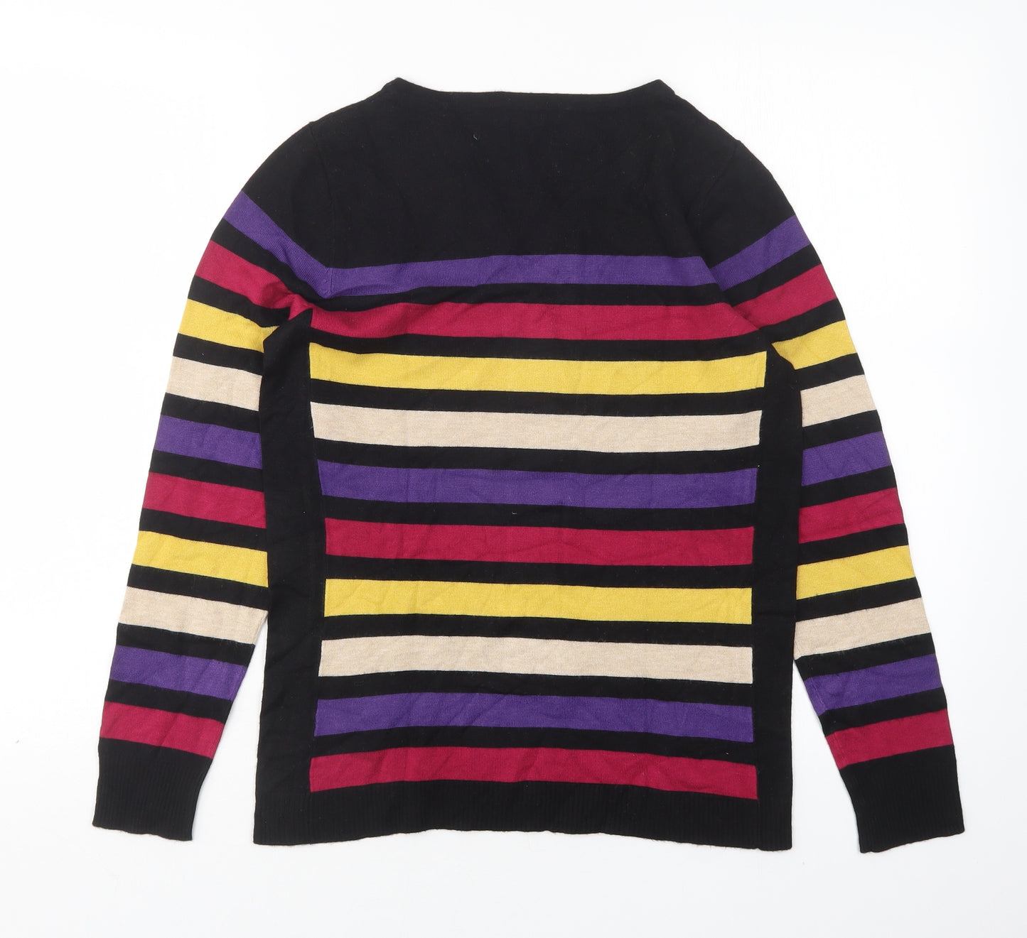 M&Co Womens Multicoloured Round Neck Striped Viscose Pullover Jumper Size 12
