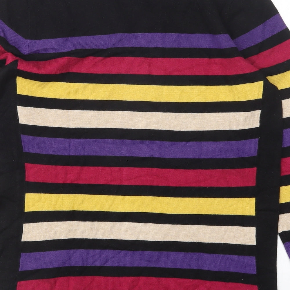 M&Co Womens Multicoloured Round Neck Striped Viscose Pullover Jumper Size 12