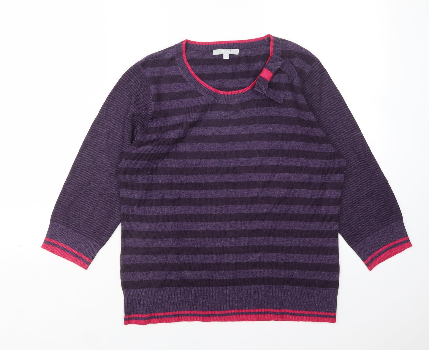 Per Una Womens Multicoloured Round Neck Striped Acrylic Pullover Jumper Size 14