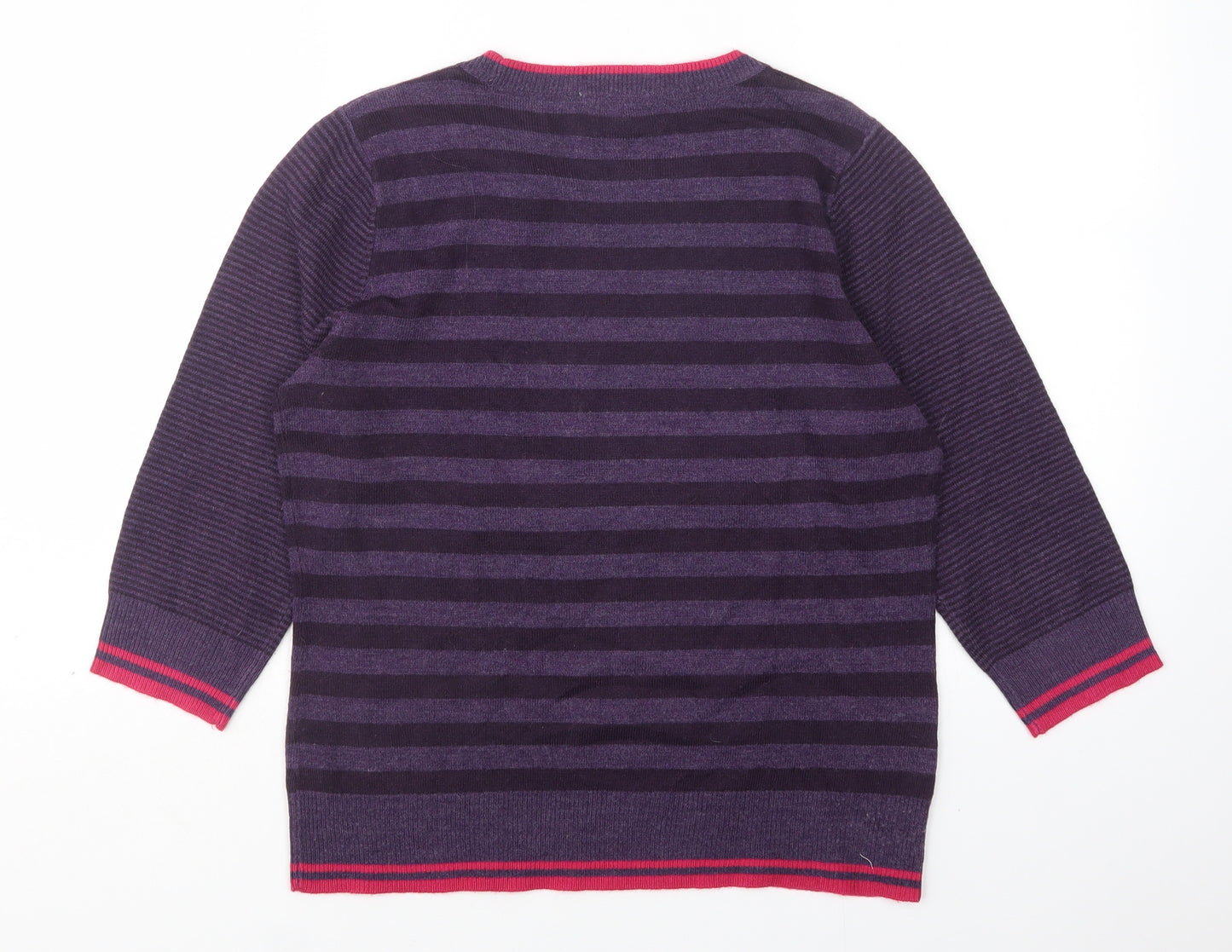 Per Una Womens Multicoloured Round Neck Striped Acrylic Pullover Jumper Size 14