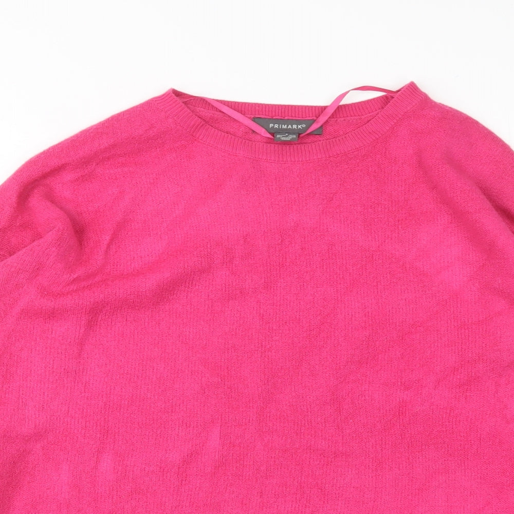 Primark Womens Pink Round Neck  Acrylic Pullover Jumper Size S