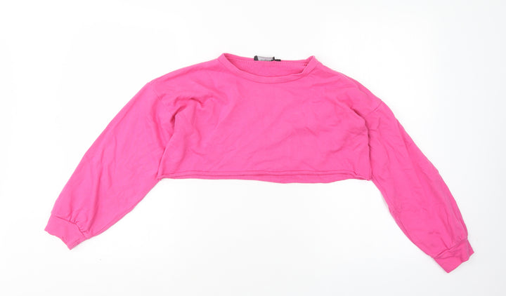 PRETTYLITTLETHING Womens Pink  Cotton Pullover Sweatshirt Size 6   - Cropped