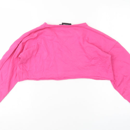 PRETTYLITTLETHING Womens Pink  Cotton Pullover Sweatshirt Size 6   - Cropped