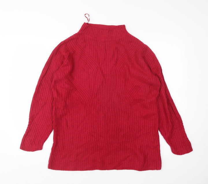Damart Womens Pink High Neck  Acrylic Pullover Jumper Size 10
