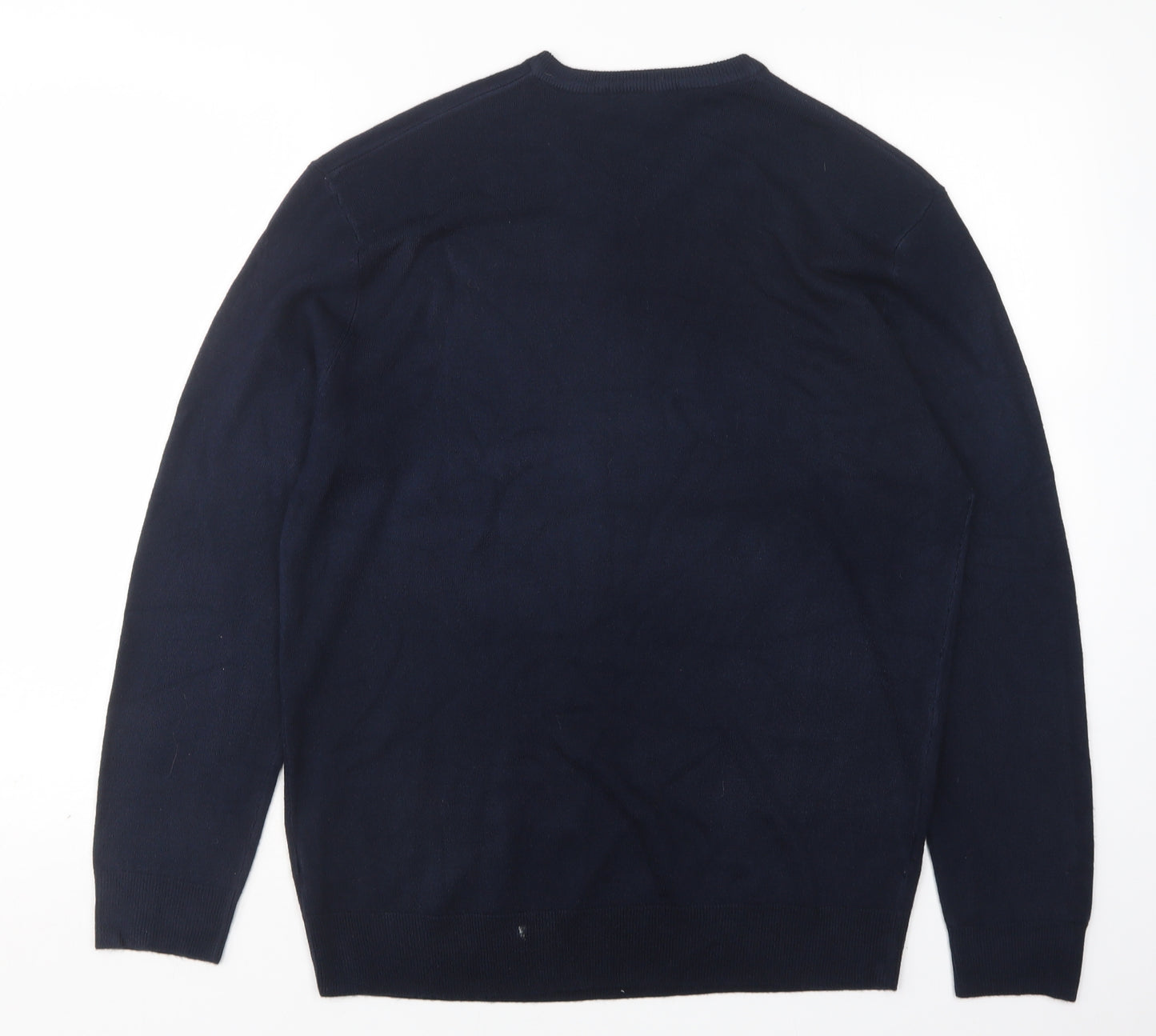 Thomas Nash Mens Blue V-Neck  Acrylic Pullover Jumper Size M