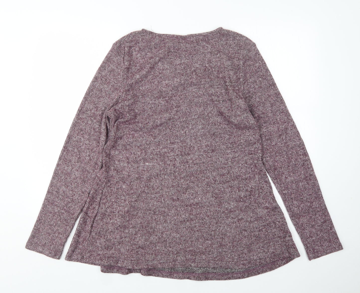 Preworn Womens Purple V-Neck  Polyester Pullover Jumper Size L