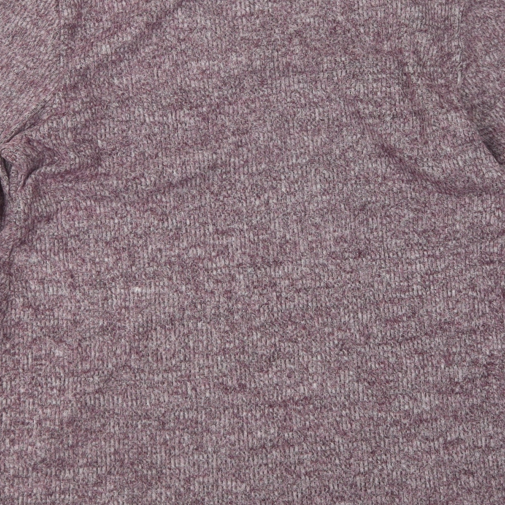 Preworn Womens Purple V-Neck  Polyester Pullover Jumper Size L