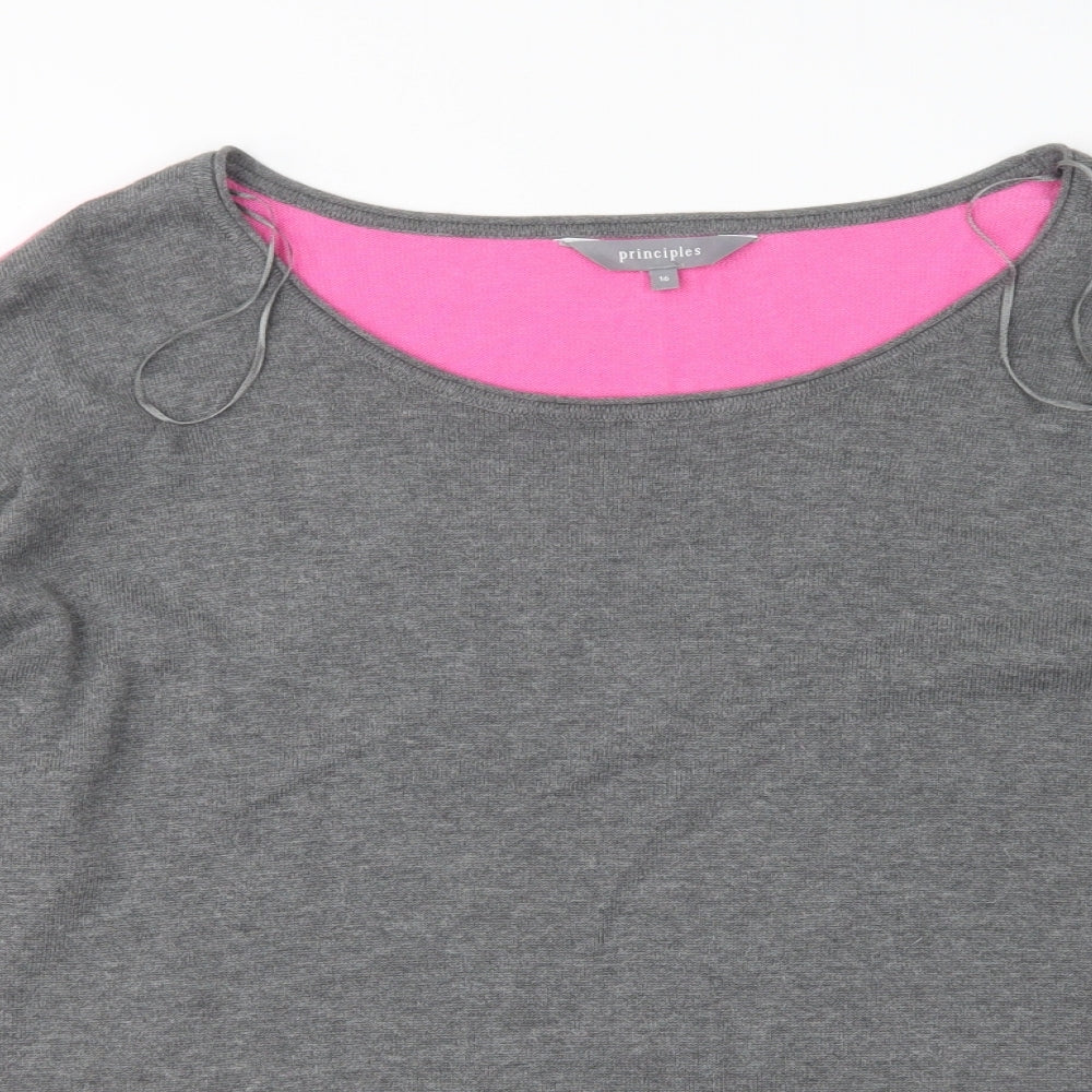 Principles Womens Multicoloured Round Neck  Cotton Pullover Jumper Size 16