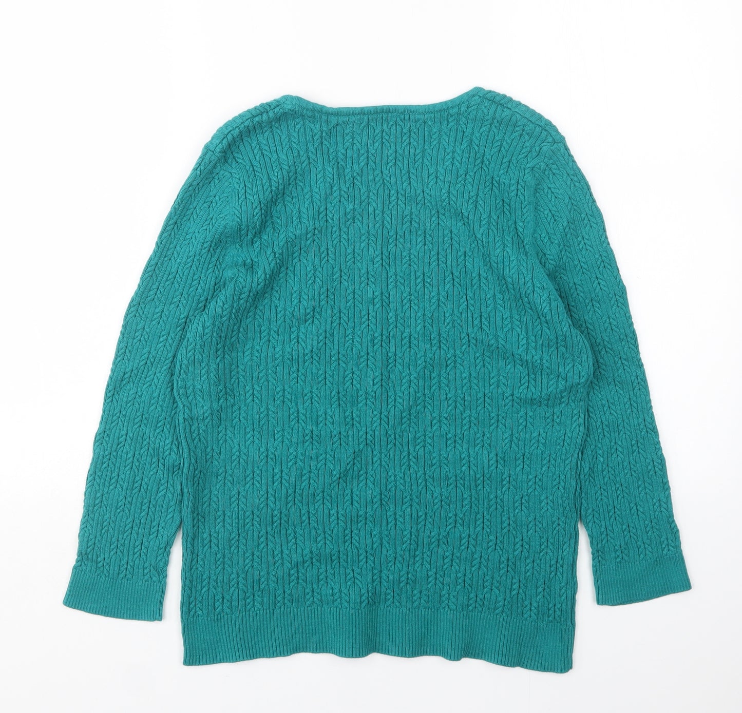 CC Womens Green Round Neck  Cotton Pullover Jumper Size XL