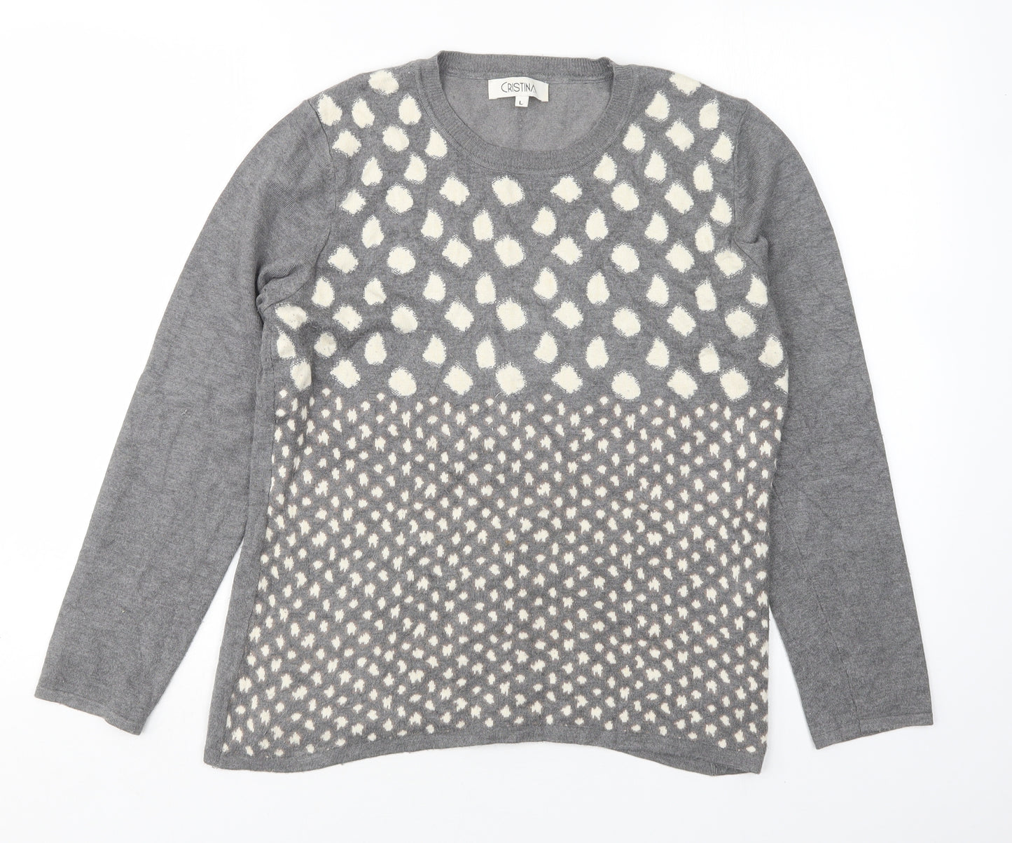 Cristina Womens Multicoloured Round Neck Animal Print Viscose Pullover Jumper Size L