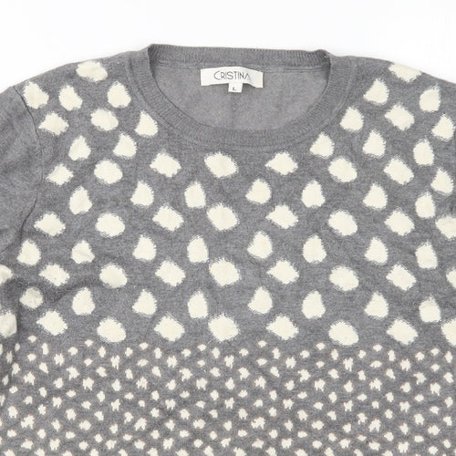 Cristina Womens Multicoloured Round Neck Animal Print Viscose Pullover Jumper Size L