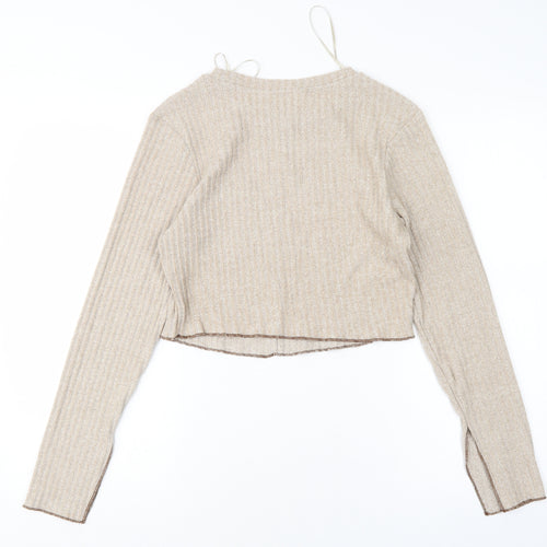 Primark Womens Beige Round Neck  Polyester Pullover Jumper Size M
