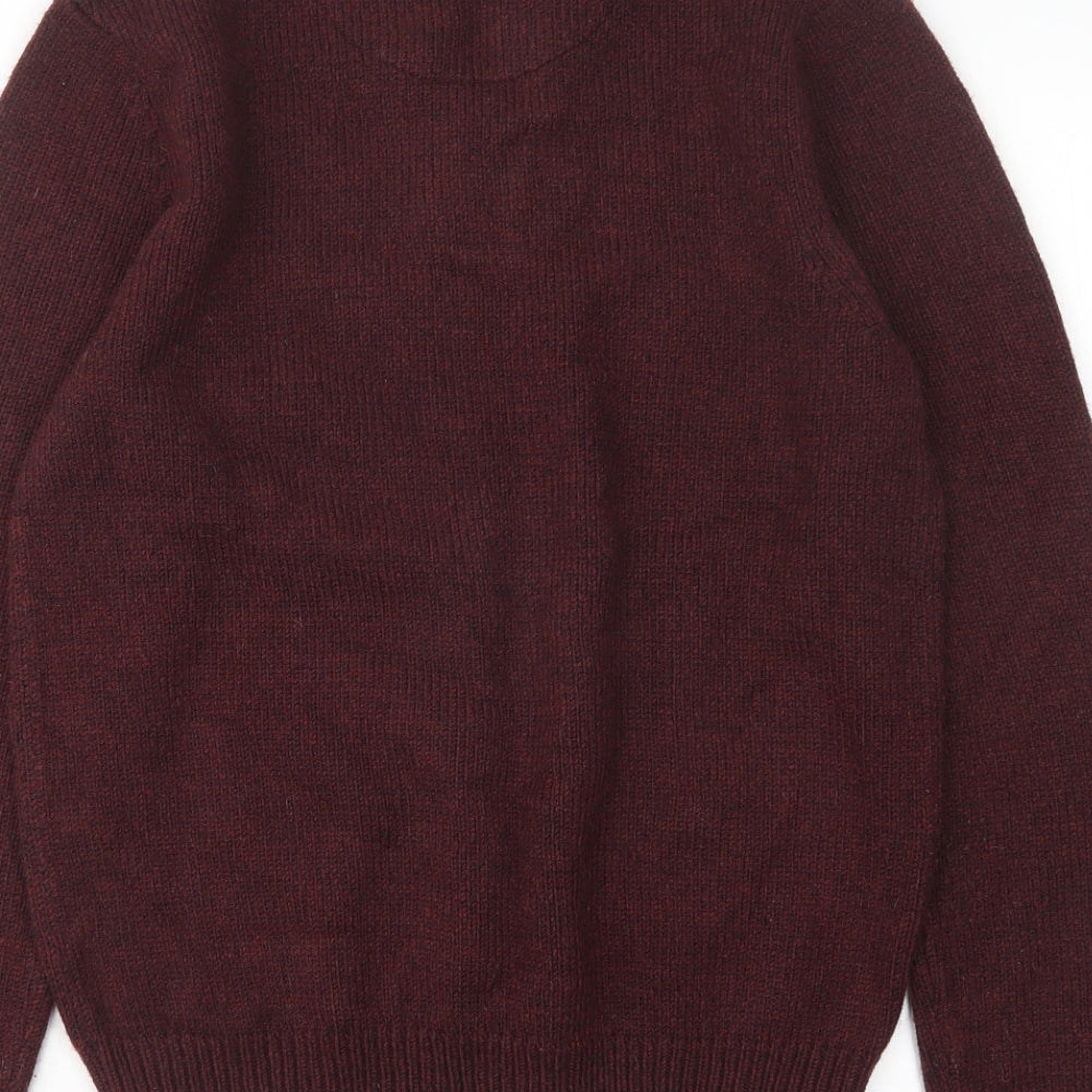 F&F Mens Purple V-Neck  Acrylic Pullover Jumper Size M