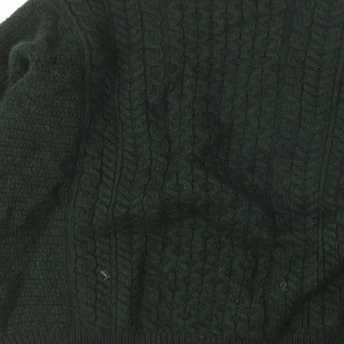 aran Mens Green V-Neck  Wool Cardigan Jumper Size XL