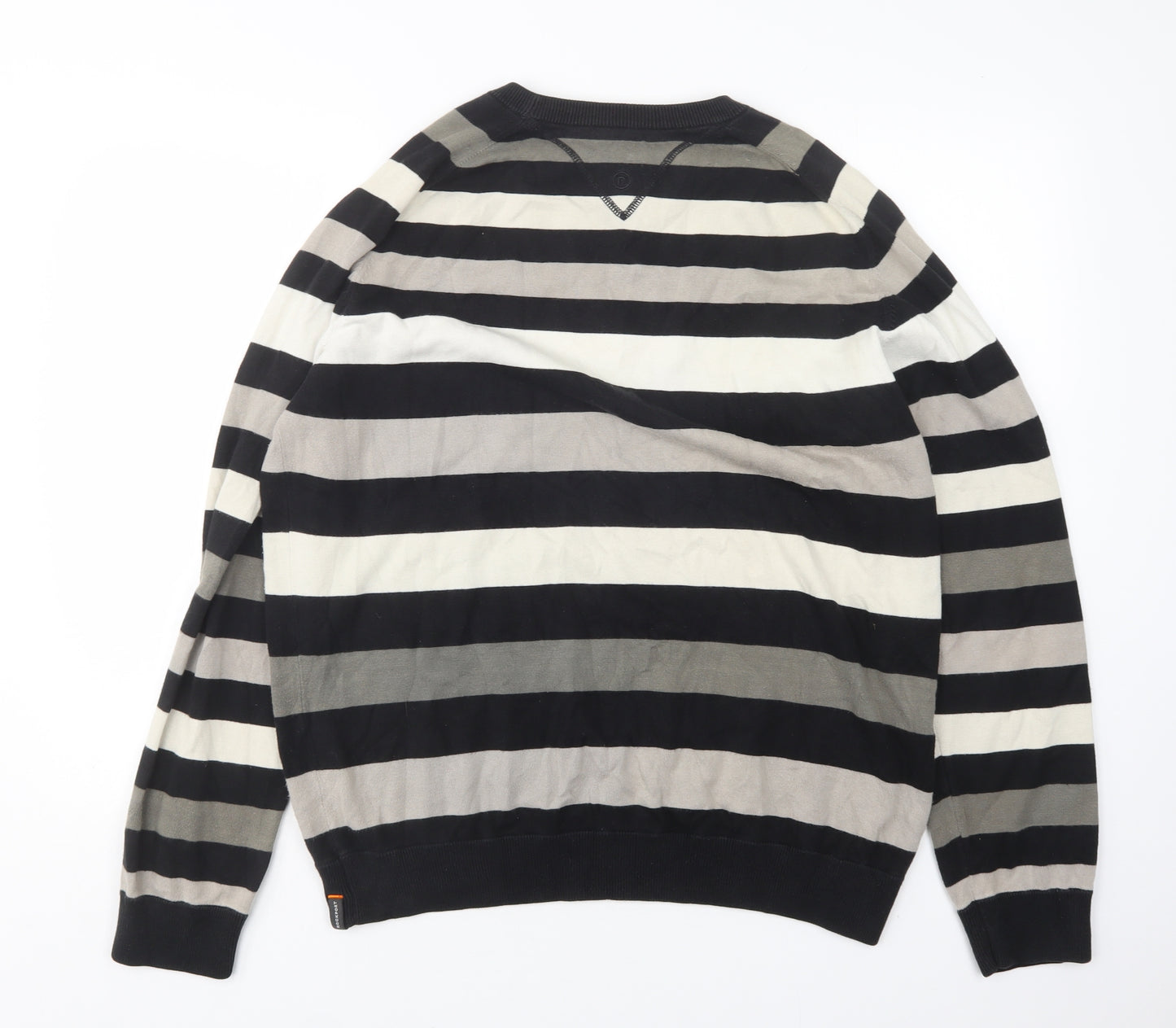 Rockport Mens Multicoloured Round Neck Striped Cotton Pullover Jumper Size XL
