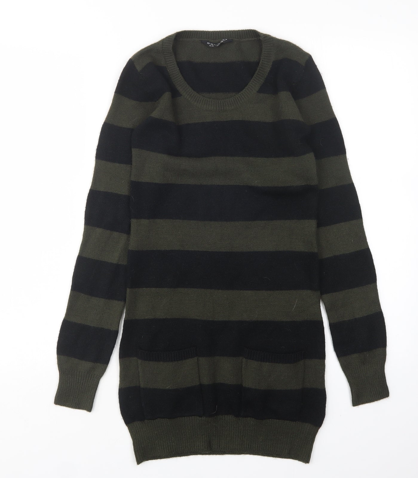 Select Womens Multicoloured Striped Acrylic Jumper Dress  Size 8  Round Neck
