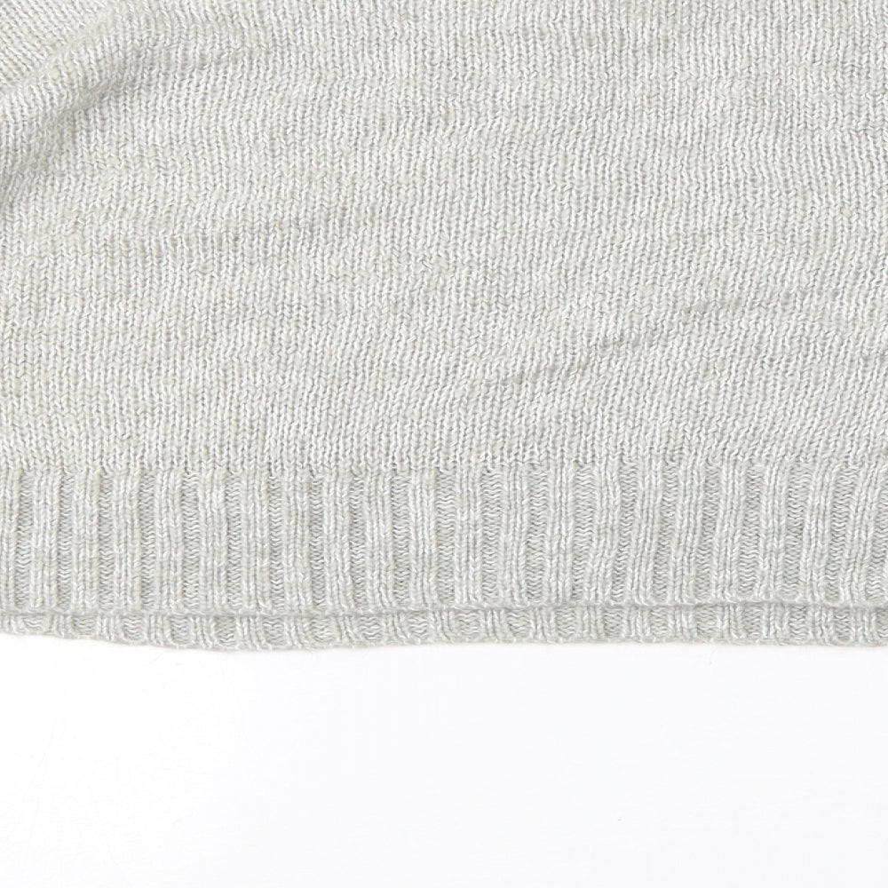 New Look Womens Grey Round Neck  Acrylic Pullover Jumper Size M   - cropped