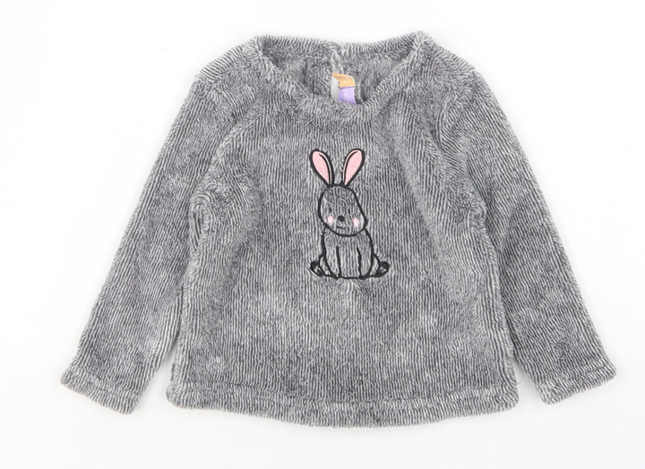 Lilly&Dan Girls Grey Polyester Pullover Jumper Size 6-9 Months