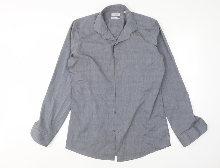NEXT Mens Grey Polyester Dress Shirt Size 15.5 Collared
