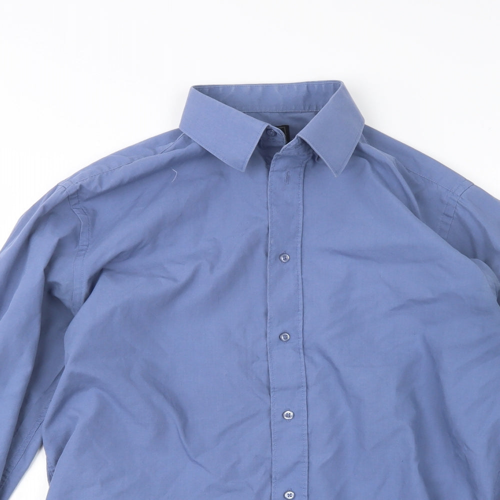 Taylor & Wright Mens Blue  Cotton  Dress Shirt Size 15 Collared